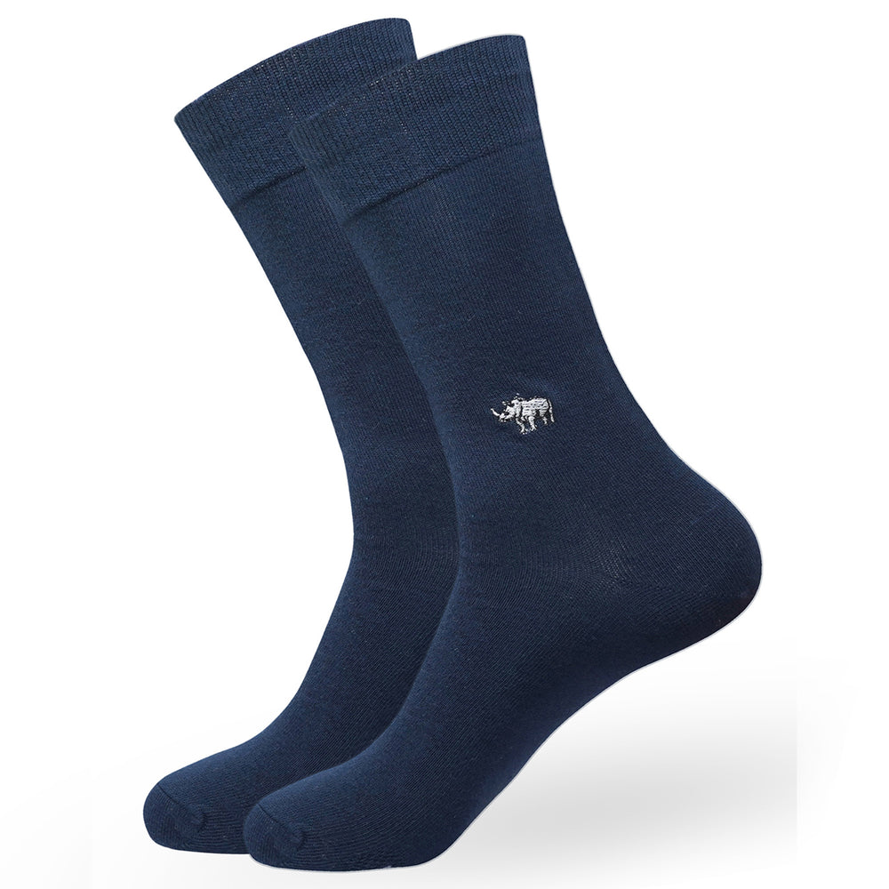 
            
                Load image into Gallery viewer, BALENZIA MEN&amp;#39;S WWF-INDIA NAVY FORMAL CREW SOCKS | 2-PACK | RHINO PRINT &amp;amp; EMBROIDERY | FREE SIZE
            
        