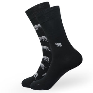 
            
                Load image into Gallery viewer, BALENZIA MEN&amp;#39;S WWF-INDIA BLACK FORMAL CREW SOCKS | 2-PACK | ELEPHANT PRINT &amp;amp; EMBROIDERY | FREE SIZE
            
        