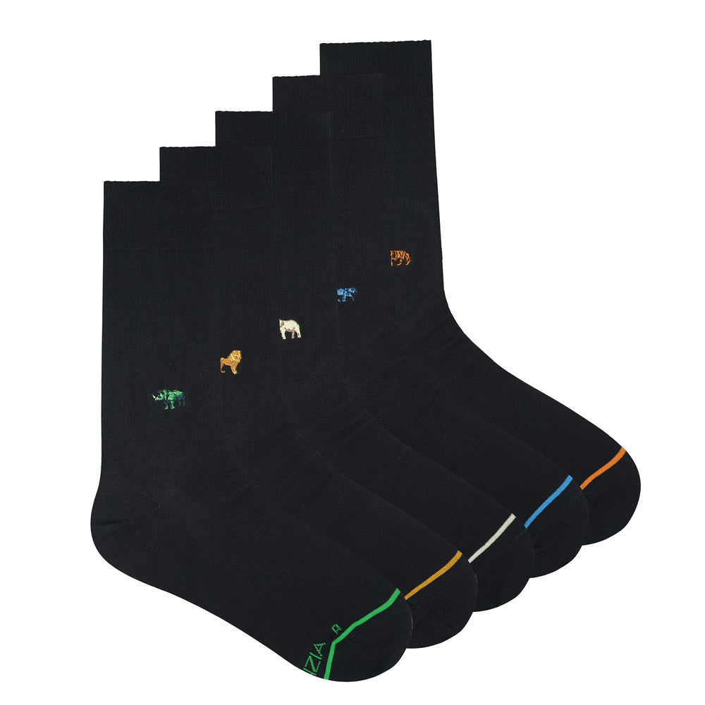 
            
                Load image into Gallery viewer, BALENZIA MEN&amp;#39;S WWF-INDIA BLACK FORMAL CREW SOCKS | 5-PACK | FREE SIZE
            
        