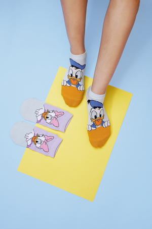 Balenzia x Disney Character Lowcut socks for Women- Donald & Daisy (Pack of 2 Pairs/1U)(Free Size) Blue, Pink