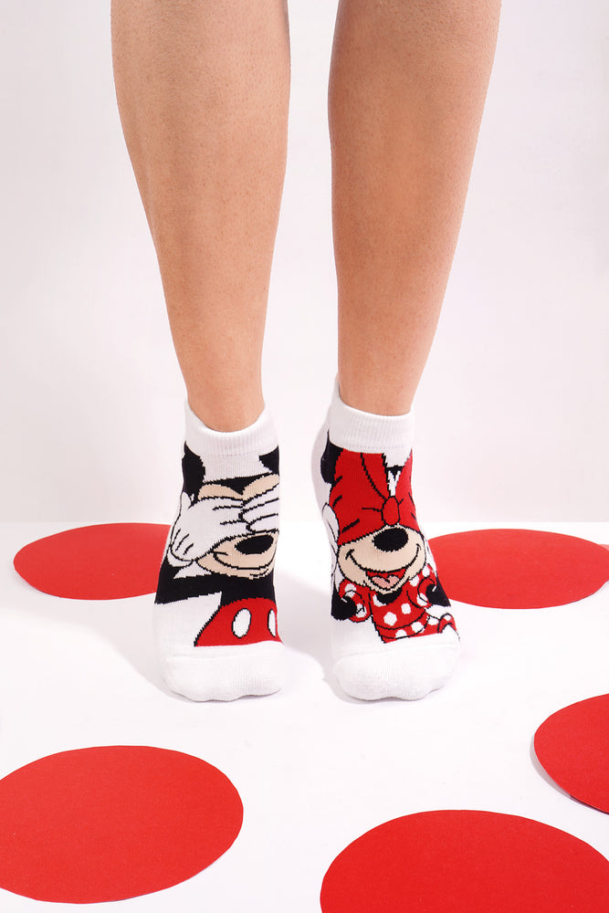 
                      
                        Balenzia x Disney Character Lowcut socks - Mickey & Minnie for Women (Pack of 2 Pairs/1U)(Free Size) Red, White
                      
                    