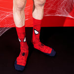 Balenzia x Marvel Character Crew & Lowcut/Ankle Length Sock for Men- "THE AMAZING SPIDER-MAN" Gift Pack (Pack of 2 Pairs/1U)(Free Size) Red