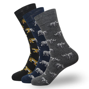 
            
                Load image into Gallery viewer, BALENZIA MEN&amp;#39;S WWF-INDIA ANIMAL PRINT CREW SOCKS | 3-PACK | FREE SIZE
            
        