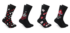 
            
                Load image into Gallery viewer, Playboy Poker Men&amp;#39;s 4 Pair Crew Socks with Gift Box- Black | Poker Socks | Special Edition
            
        
