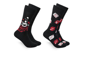 Playboy Poker Men's 2 Pair Crew Socks- Black | Poker Socks | Special Edition