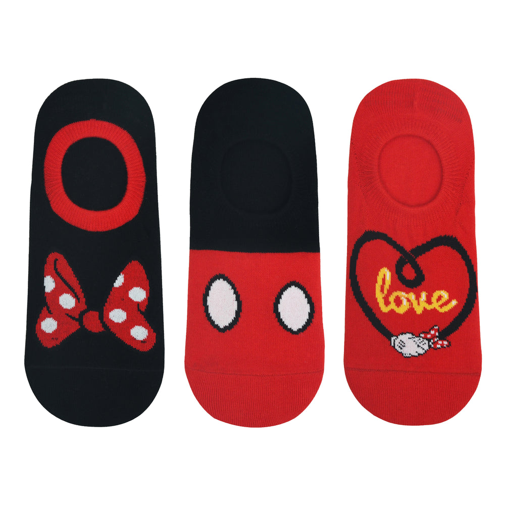 Balenzia X Disney Mickey & Minnie Sneaker Socks for Women | Pack of 3