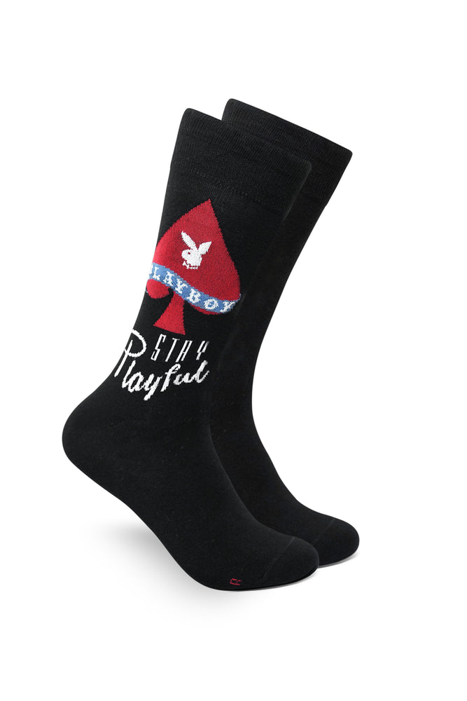 Playboy Poker Men's 2 Pair Crew Socks- Black | Poker Socks | Special Edition