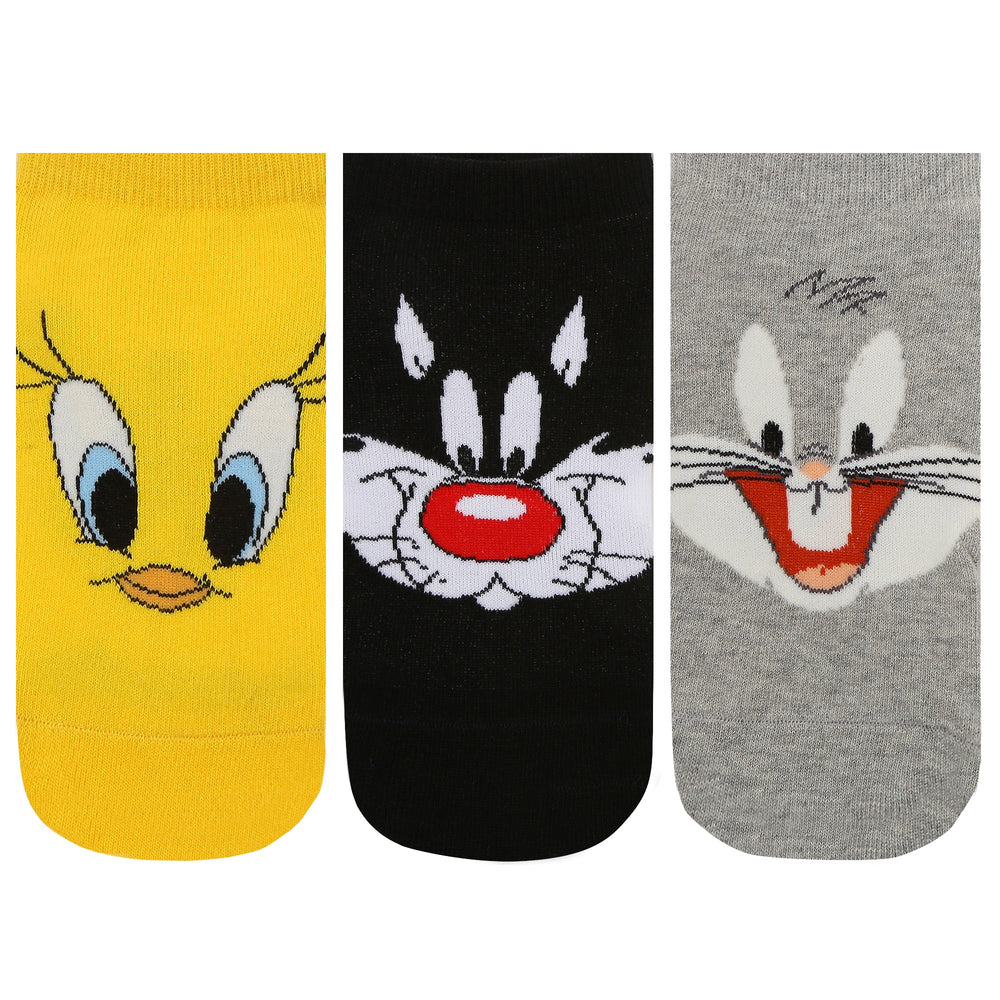 Women's Looney Tunes Cartoon Themed Low-Cut Socks | Multicolor | Pack of 3