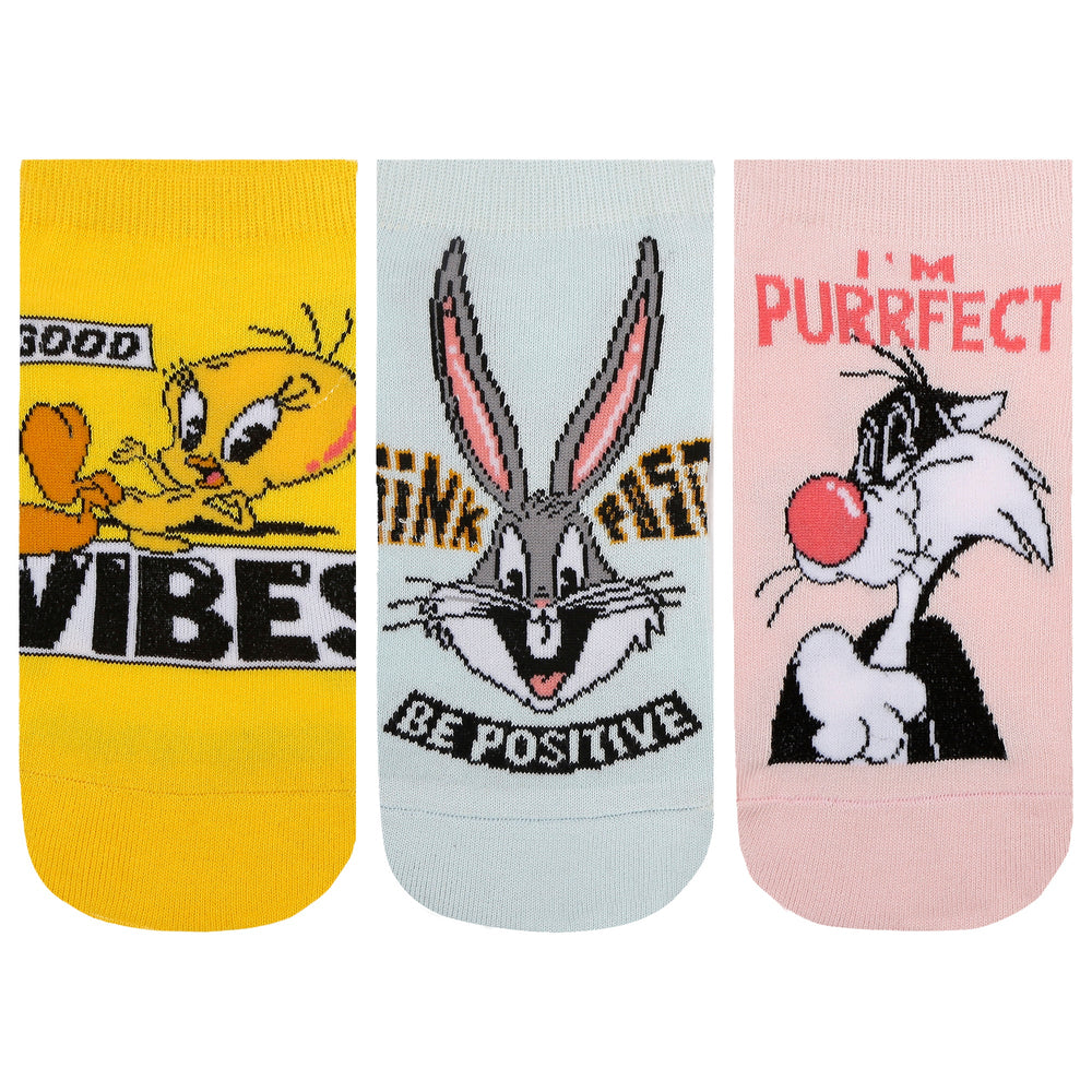 Women's Looney Tunes Cartoon Themed Low-Cut Socks | Multicolor | Pack of 3