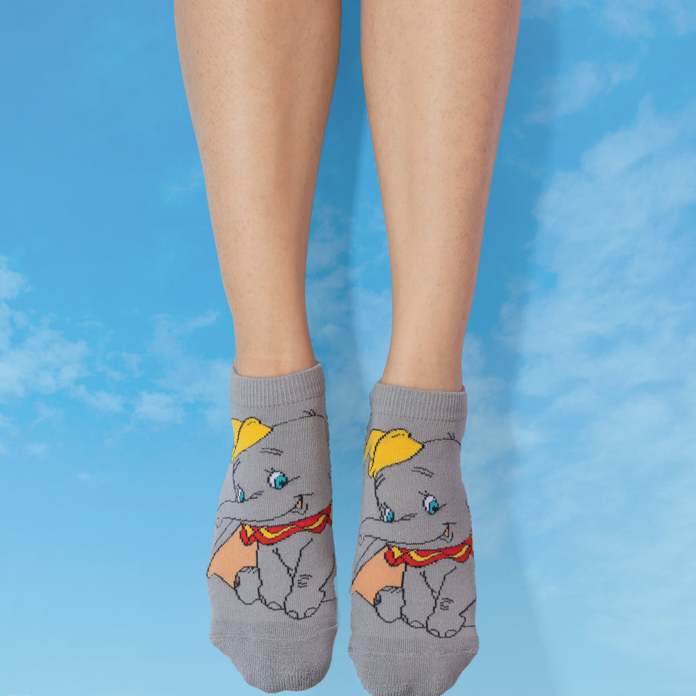 Balenzia X Disney Character Cushioned Ankle socks for women-Dumbo (Pack of 1 Pair/1U)-Grey