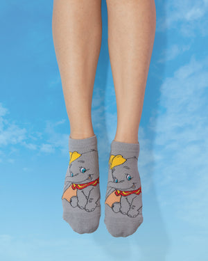 Balenzia X Disney Character Cushioned Ankle socks for women-Lion King Simba & Dumbo (Pack of 2 Pair/1U)-Yellow,Grey