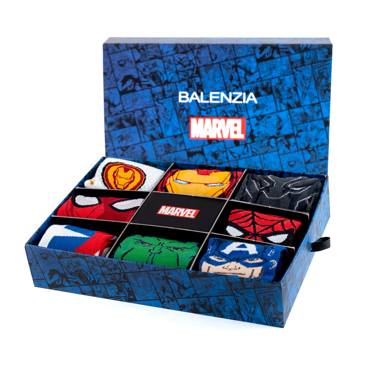 Balenzia X Marvel Avengers Gift Pack for Men (Pack of 8 Pairs/1U)(Free Size)Multicolored