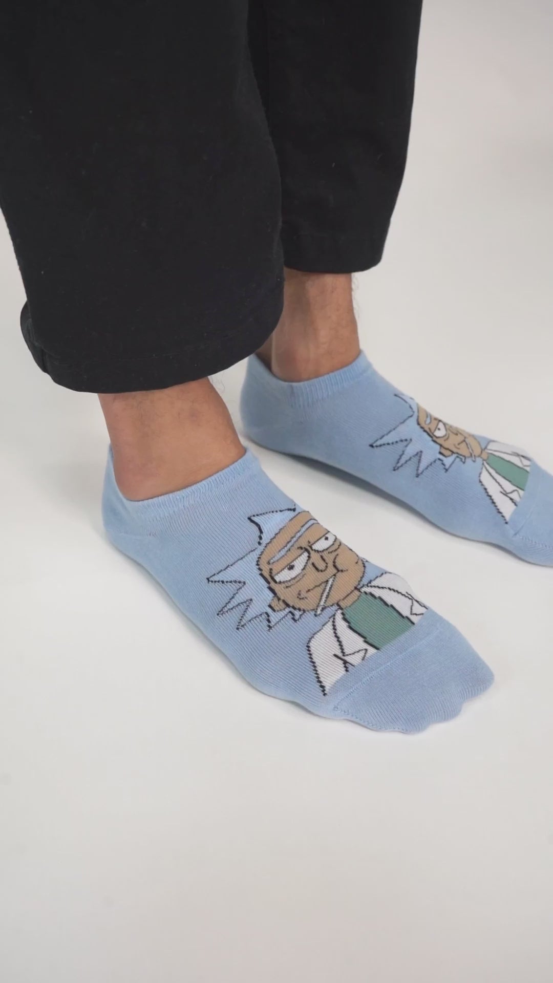 Rick and Morty Cotton Lowcut Character socks for Men (Pack of 3) (Free Size) (Blue, Cream)