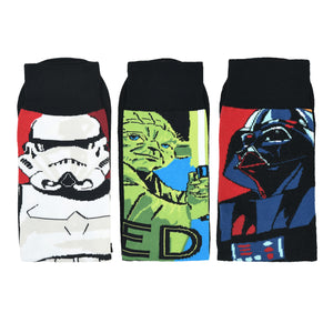 STAR WARS Gift Pack For Men - Clone Trooper, Yoda, and Darth Vader-Crew Socks (Black) (Pack of 3 Pairs/1U)