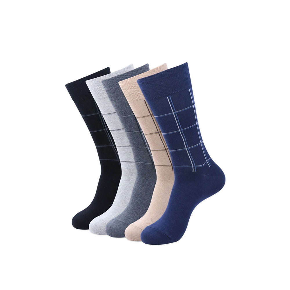 
            
                Load image into Gallery viewer, Balenzia Men&amp;#39;s Checks Calf Length/Crew Length Cotton Socks - (Multicolored)(Pack of 5/1U) - Balenzia
            
        