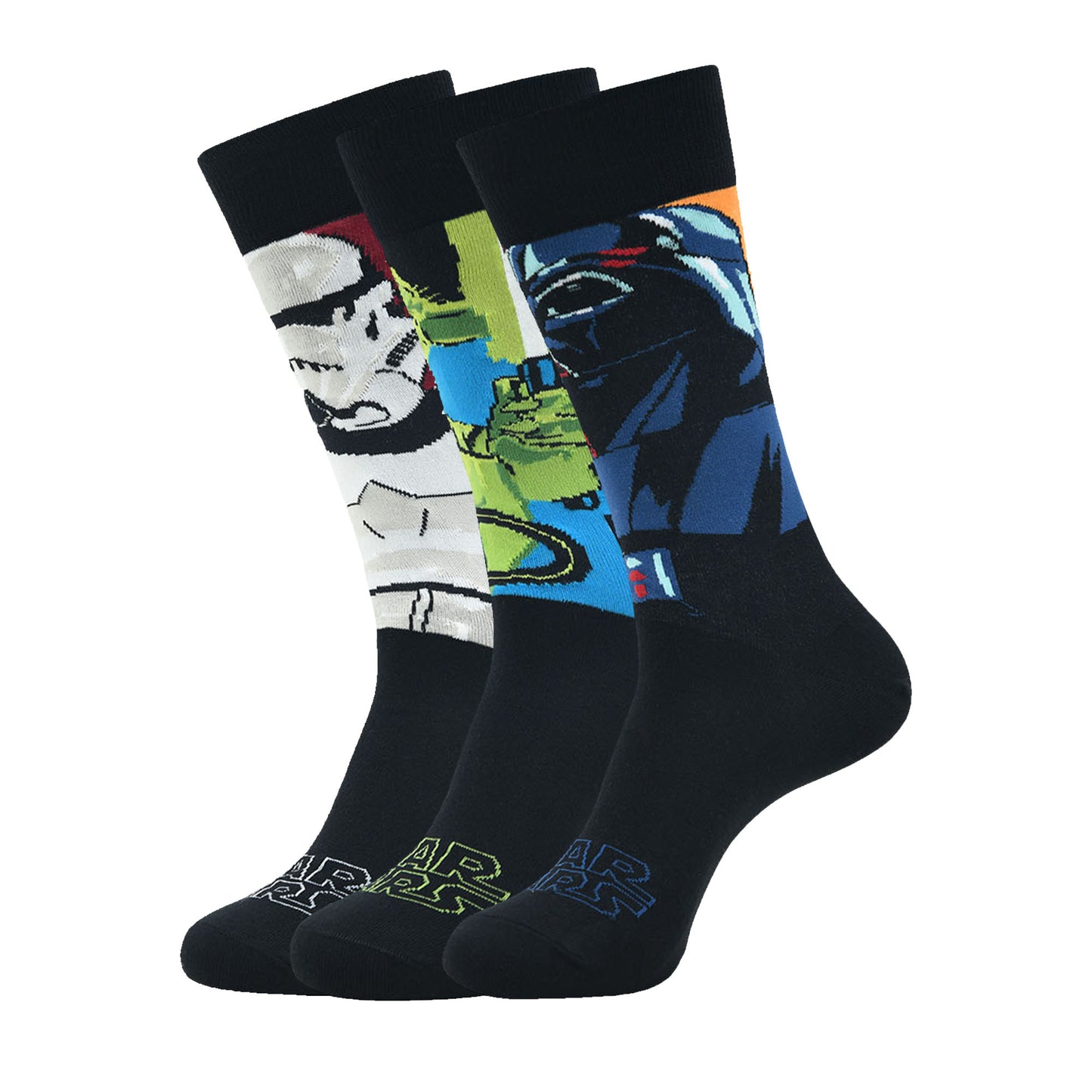 STAR WARS Gift Pack For Men - Clone Trooper, Yoda, and Darth Vader-Crew Socks (Black) (Pack of 3 Pairs/1U)