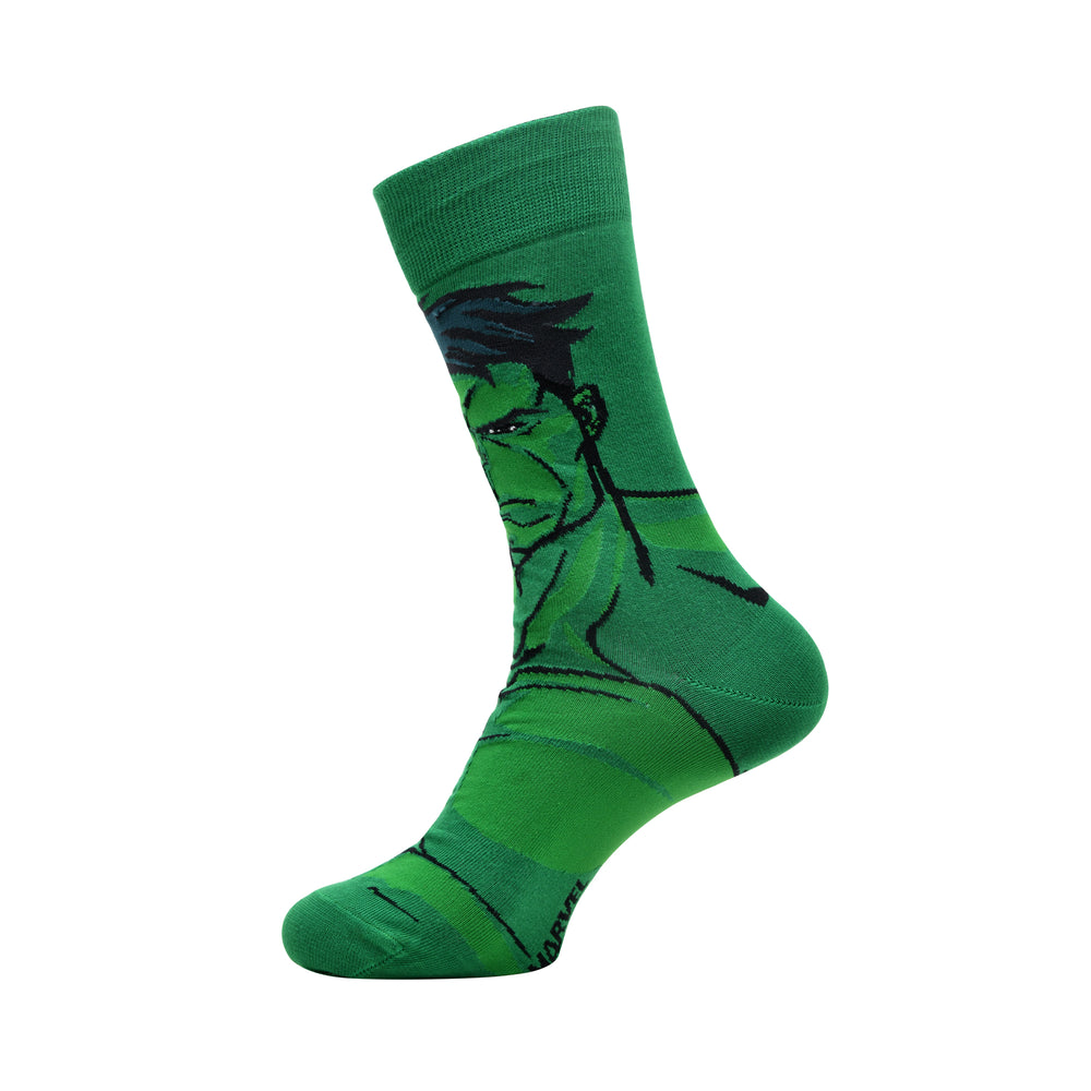 Balenzia x Marvel Character Crew & Ankle Length Sock for Men- "THE INCREDIBLE HULK" Gift Pack (Pack of 2 Pairs/1U)(Free Size) Green & Black - Balenzia