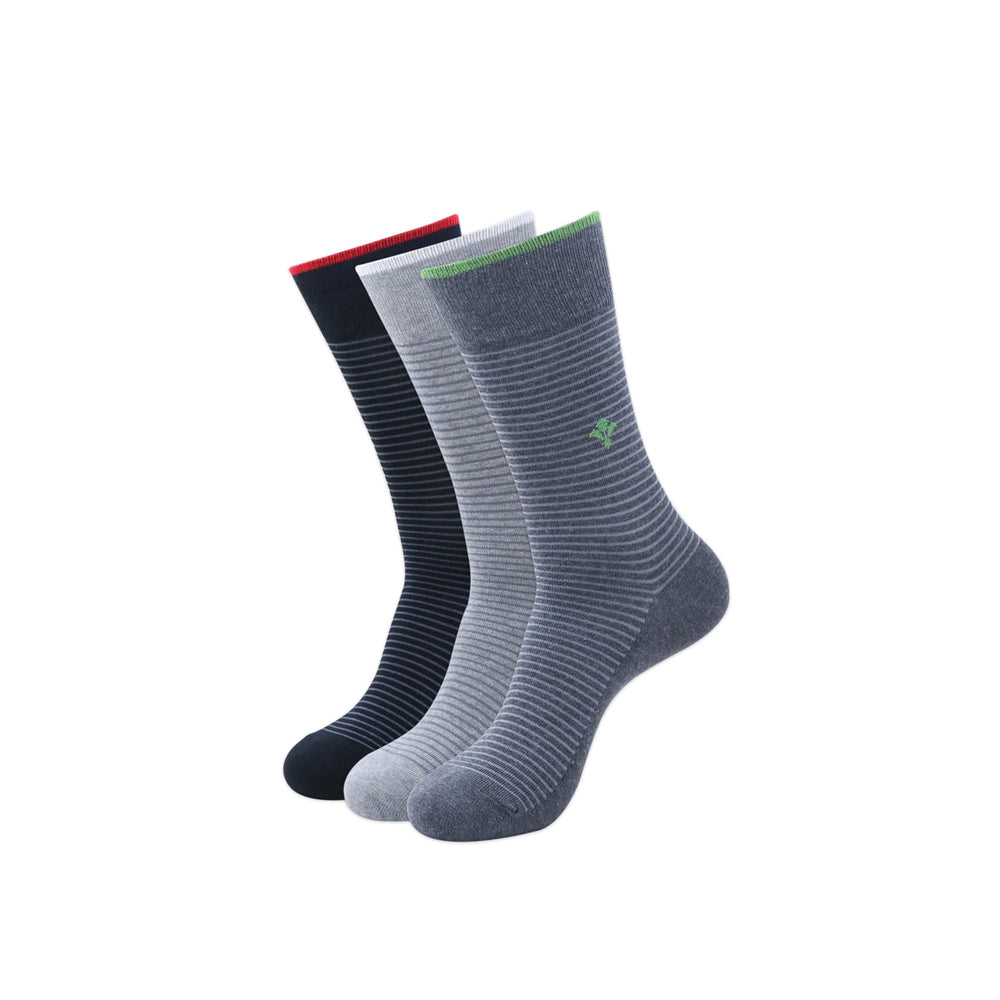Balenzia Men's Formal, Casual Striped Calf length/Crew length socks(Pack of 3 Pairs/1U)Multicolored - Balenzia