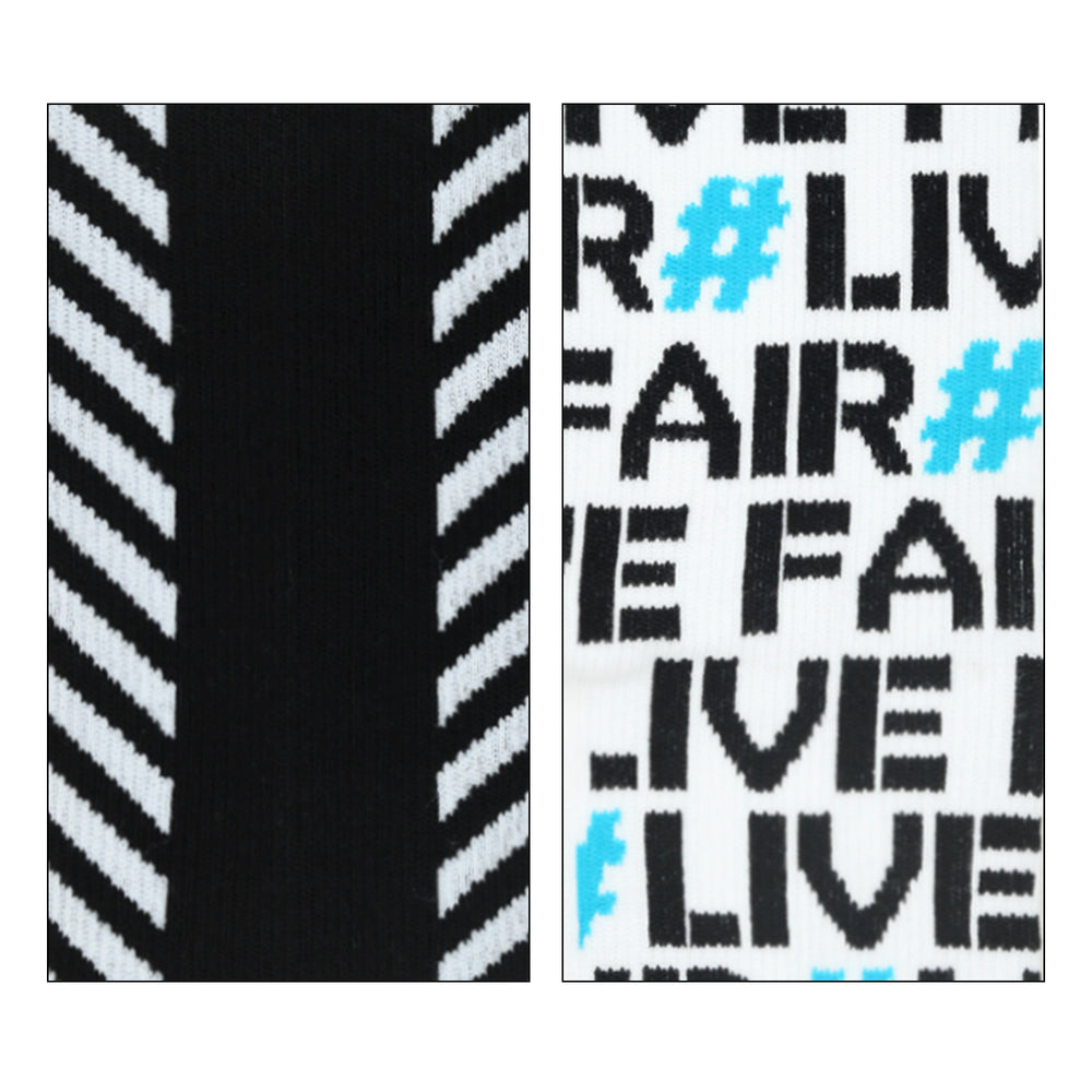 Balenzia Fairtrade Organic Cotton Crew length socks with Gift Box for Men (Pack of 2 Pairs/1U) (Black & White) - Balenzia