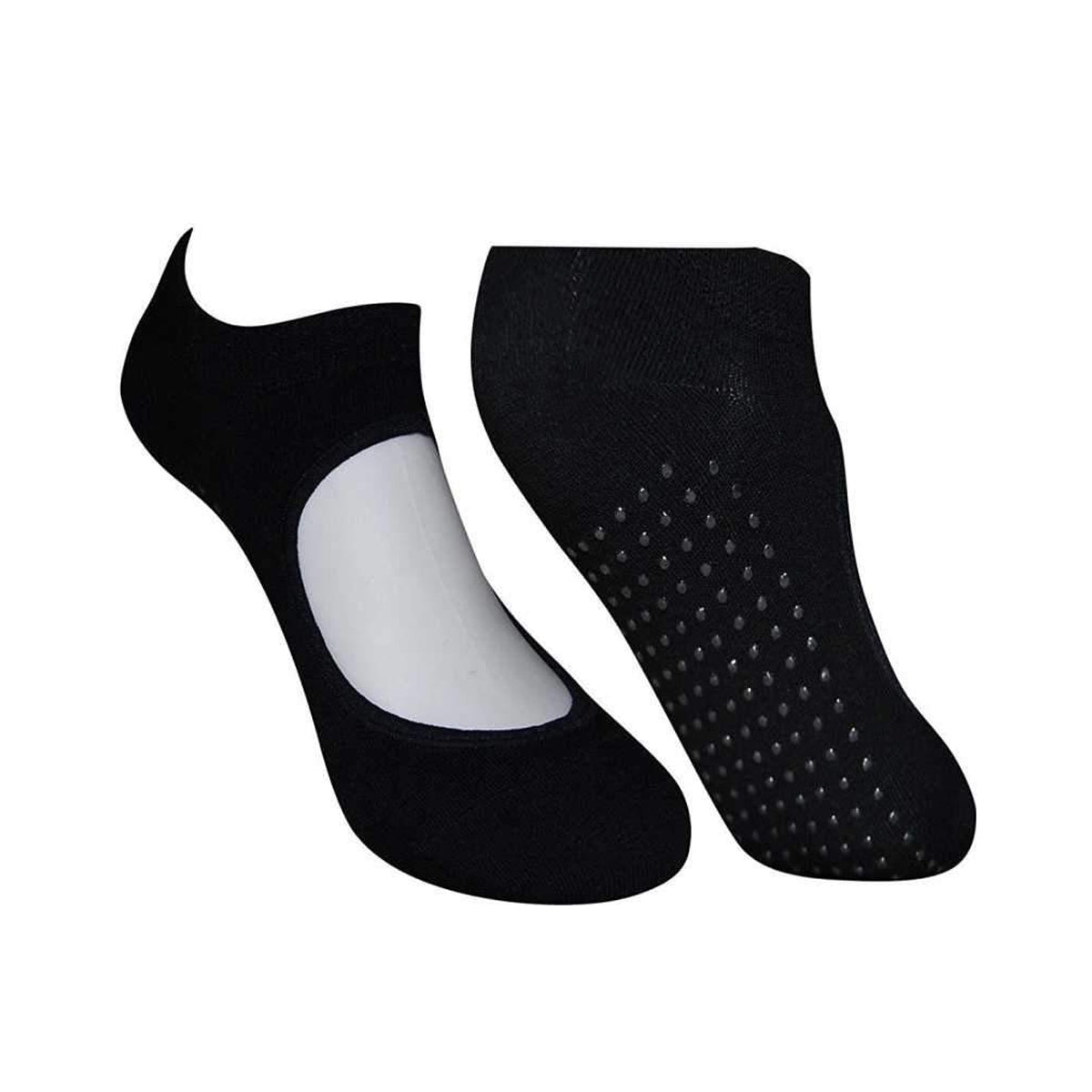 Balenzia Women's Anti Bacterial Yoga Socks with Anti Skid- (Pack of 2  Pairs/1U)- Black