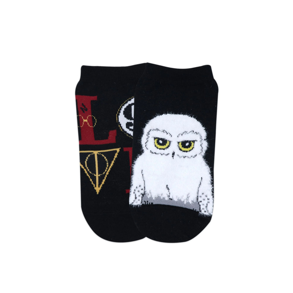 Balenzia x Harry Potter LOVE Symbol & Hedwig Fur lowcut Socks for Women(Pack of 2 Pairs/1U)- Black & White - Balenzia