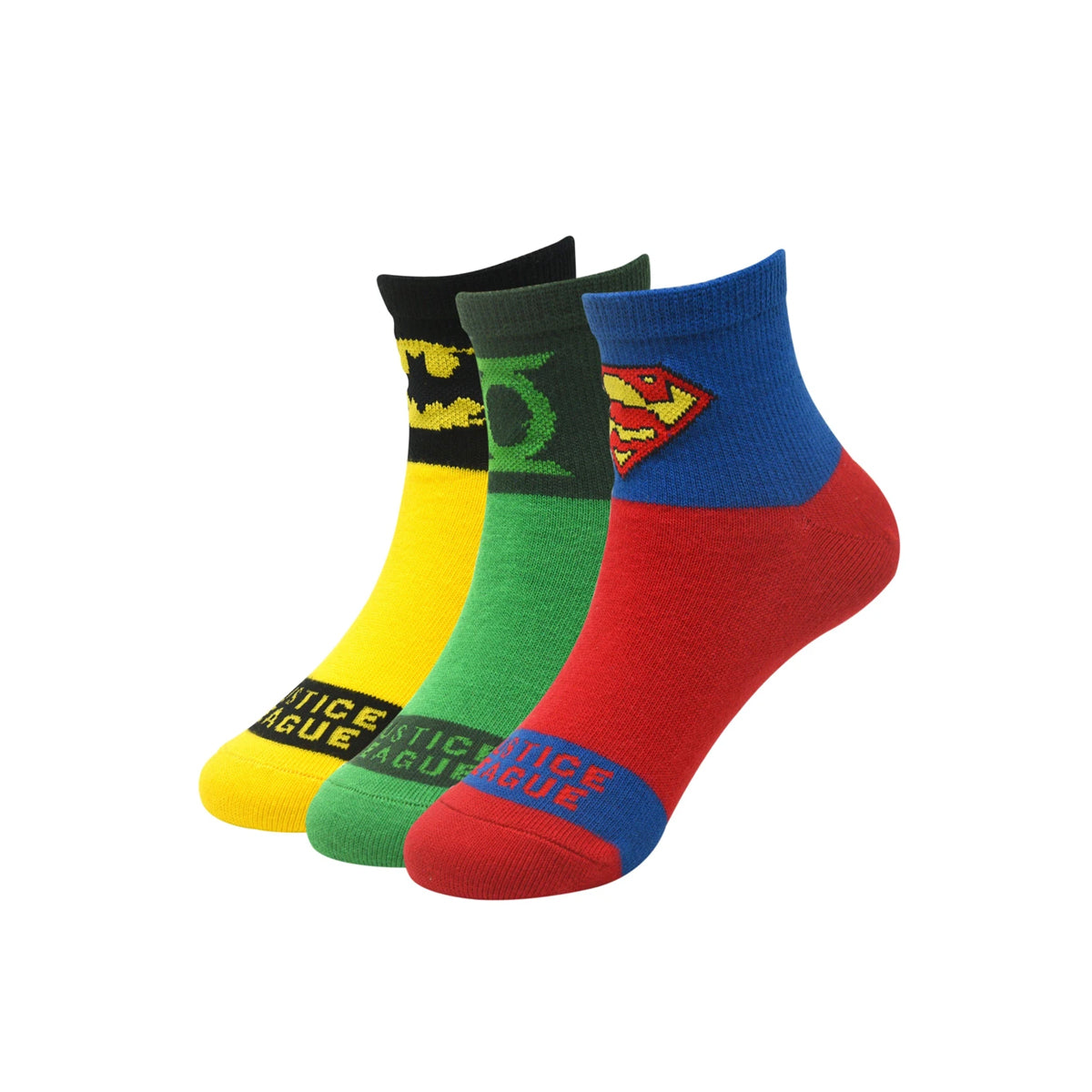 Justice League By Balenzia High Ankle Socks For Kids (Pack Of 3 Pairs/1U)(7-9 YEARS) - Balenzia