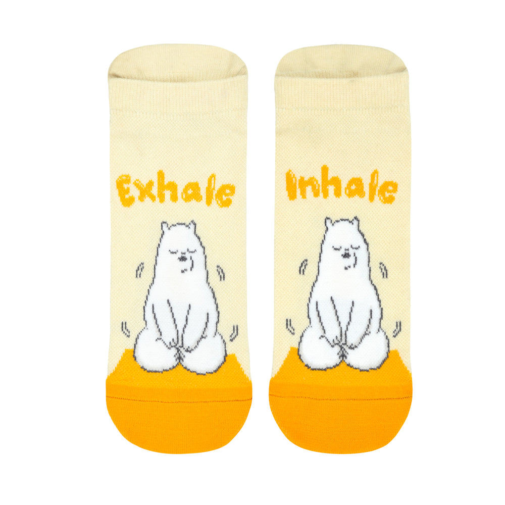 Balenzia x We Bare Bears Anti Bacterial Yoga socks for Women with Anti Skid- Grizzly & Ice bear (Pack of 2 Pairs/1U) Yellow,Blue - Balenzia