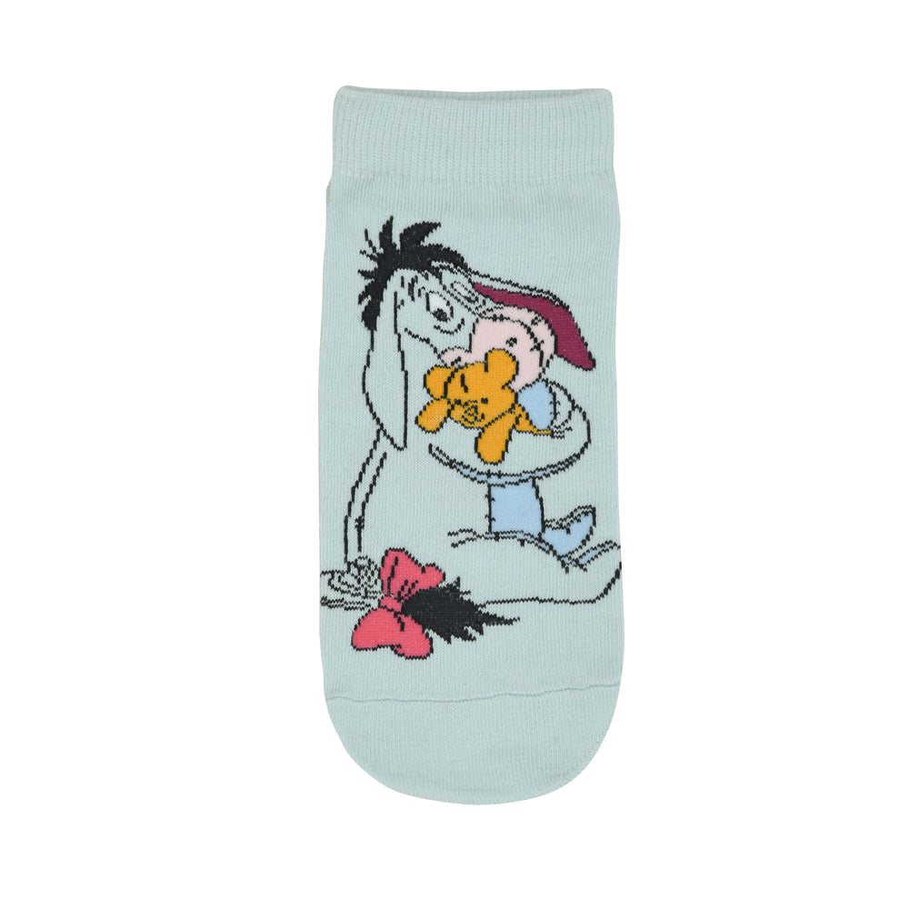 Balenzia x Disney Winnie the Pooh Lowcut socks for Women-Pooh,Piglet,Eeyore (Pack of 3 Pairs/1U)(Free Size) Cream, Pink, Blue - Balenzia