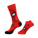 Balenzia x Marvel Character Crew & Lowcut/Ankle Length Sock for Men- "THE AMAZING SPIDER-MAN" Gift Pack (Pack of 2 Pairs/1U)(Free Size) Red - Balenzia