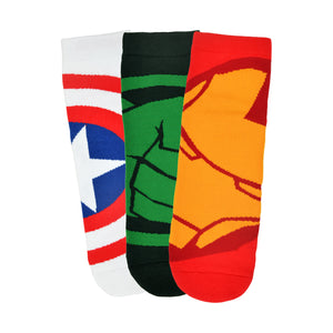 
            
                Load image into Gallery viewer, Balenzia X Marvel Iron Man,Captain America &amp;amp; HulK High Ankle Length Socks for Men-(Pack of 3 Pairs/1U)(Free Size)White,Red,Green - Balenzia
            
        