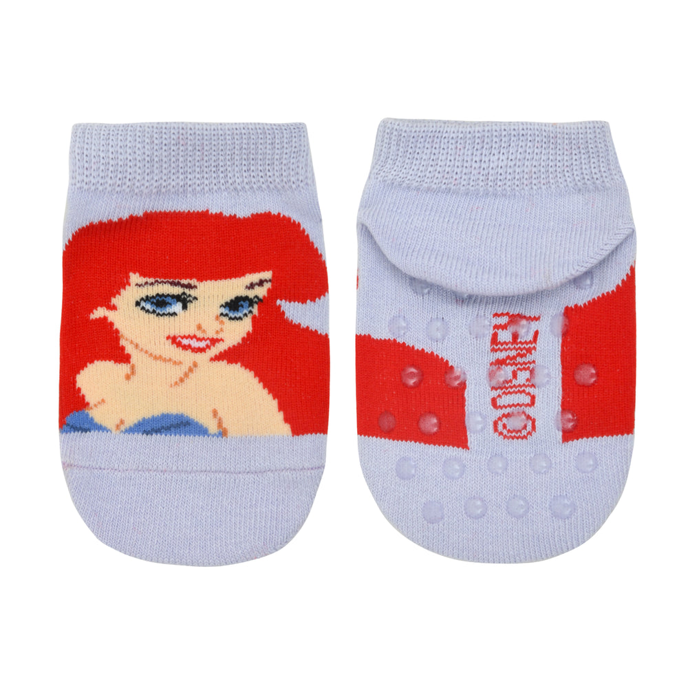 Balenzia x Disney Princess Anti-Skid Lowcut socks for Kids- Cinderella, Ariel (Pack of 2 Pairs/1U) (Blue, Lavender) - Balenzia