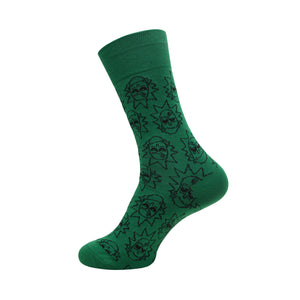 Balenzia X Rick and Morty Cotton Crew socks for Men (Pack of 2) (Free Size) (Green, Black) - Balenzia