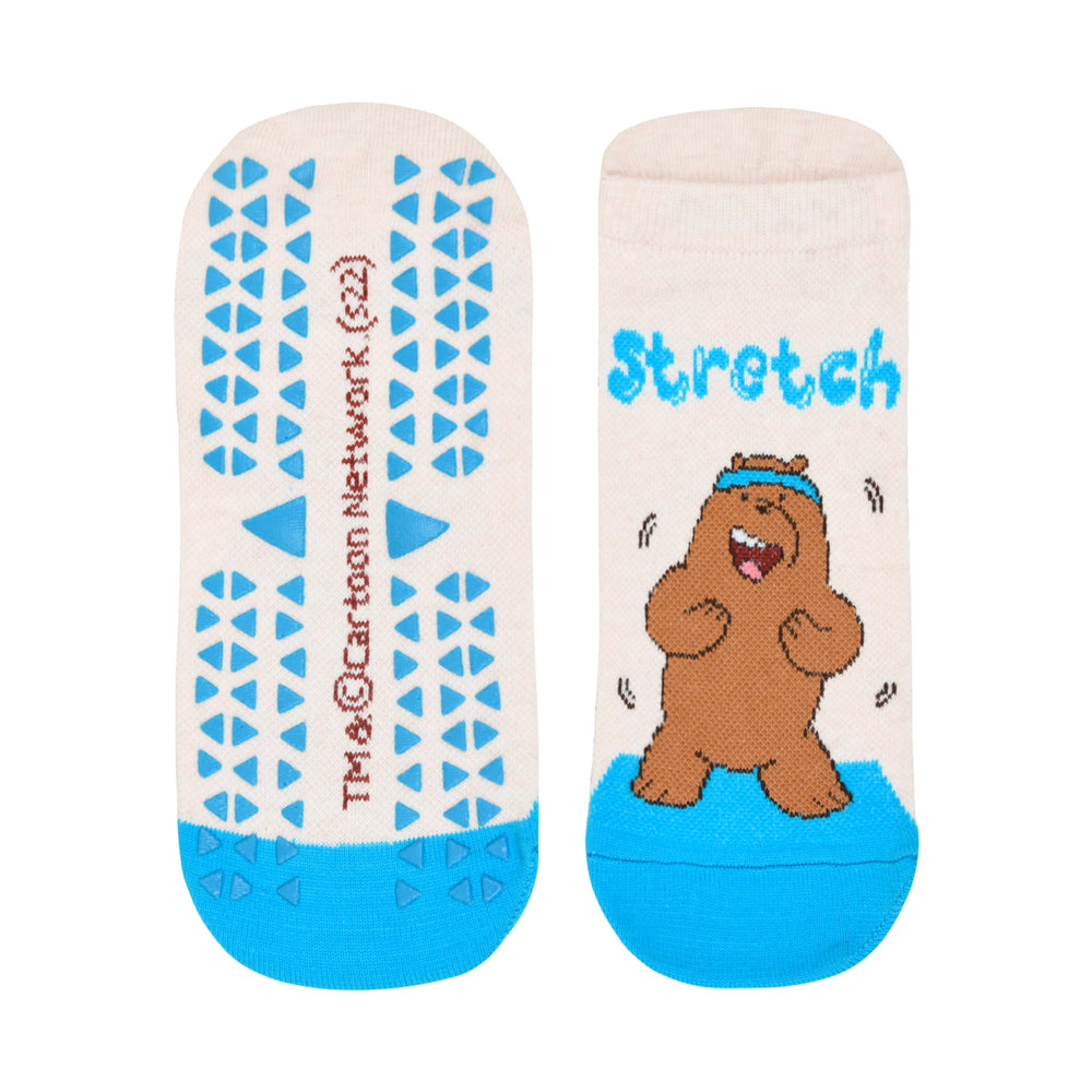 Balenzia x We Bare Bears Anti Bacterial Yoga socks for Women with Anti Skid- Grizzly & Ice bear (Pack of 2 Pairs/1U) Yellow,Blue - Balenzia