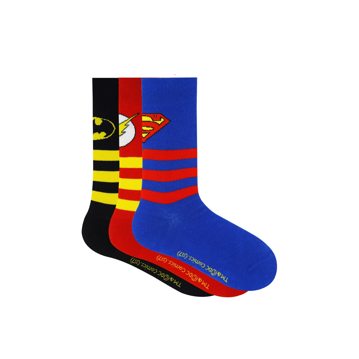 Justice League By Balenzia Crew Socks for Kids (Pack of 3 Pairs/1U)(4-6 YEARS) - Balenzia