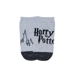 Balenzia x Harry Potter Harry Potter Logo & Hogwarts Castle Silver Lurex Socks for Women (Pack of 2 Pairs/1U)- Silver - Balenzia