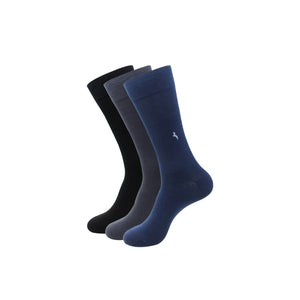 Balenzia Men’s Formal Organic Cotton Socks- Black, Navy, Dark Grey- (Pack of 3 Pairs/1U) - Balenzia