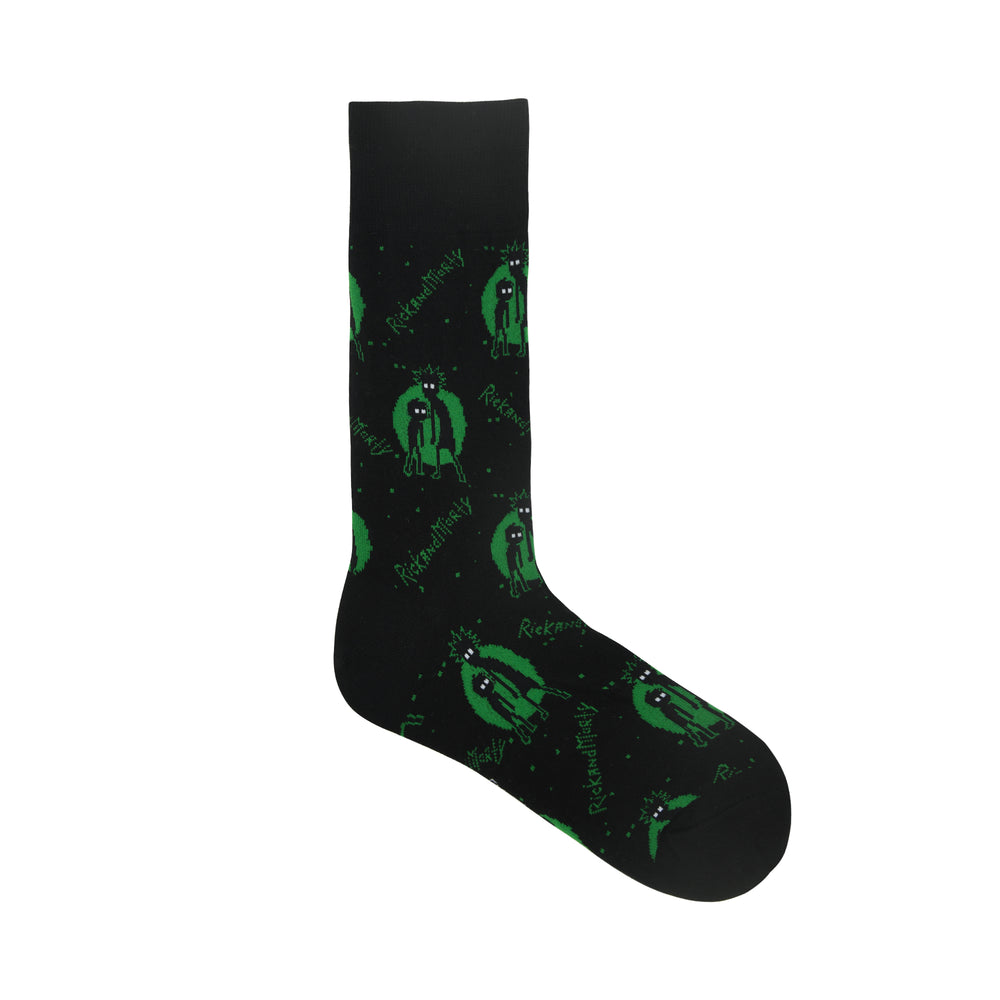 Balenzia X Rick and Morty Cotton Crew socks for Men (Pack of 2) (Free Size) (Green, Black) - Balenzia