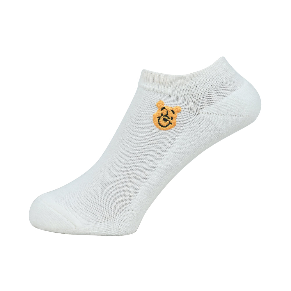 Balenzia x Disney Winnie the Pooh Lowcut Cushioned socks for Women- Winnie the Pooh (Pack of 3 Pairs/1U)(Free Size) White, Black, Grey - Balenzia
