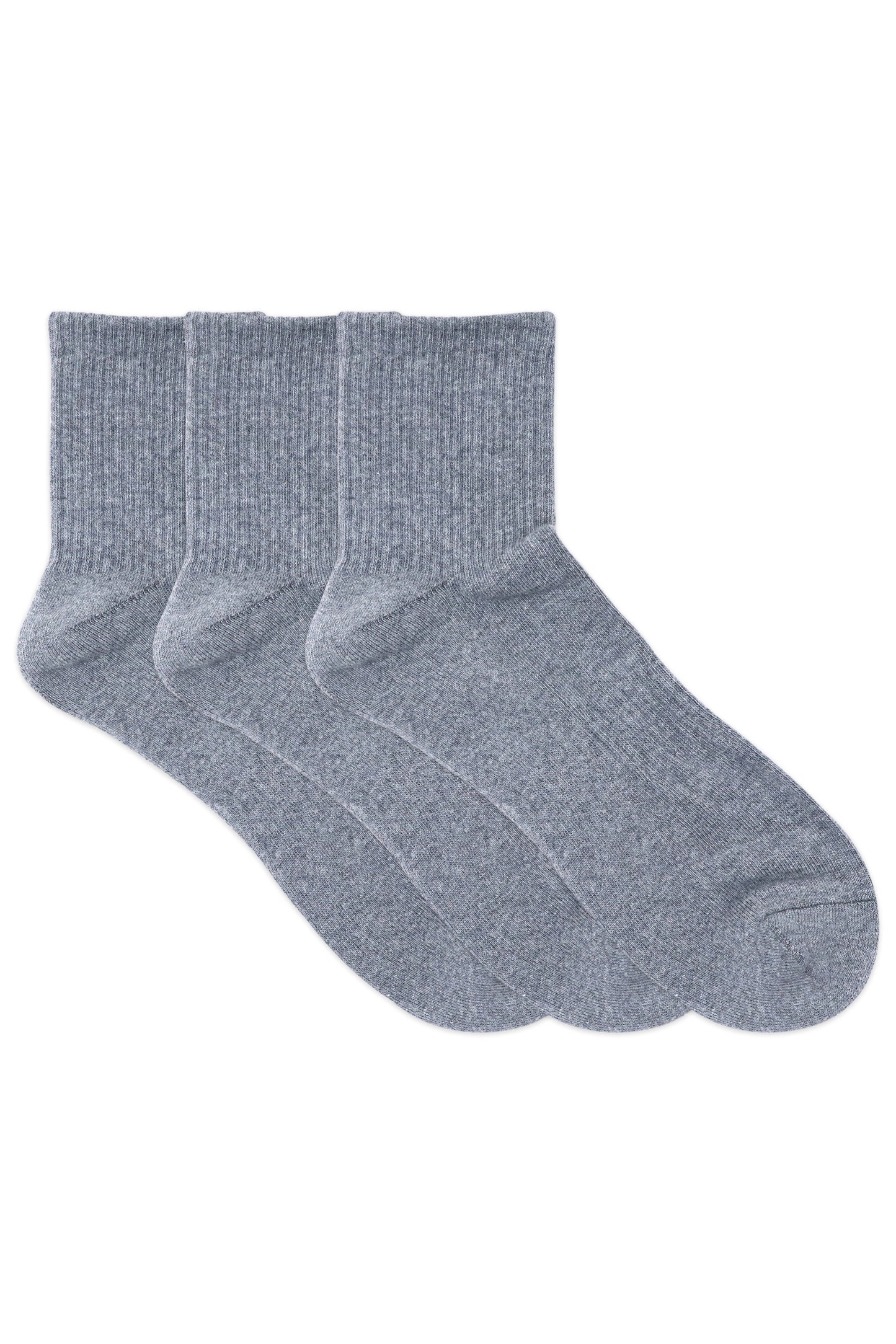 Balenzia Men's Full Cushioned Terry/Towel Ankle Sports Socks, Gym Socks- Light Grey (Pack of 3 Pairs/1U) - Balenzia