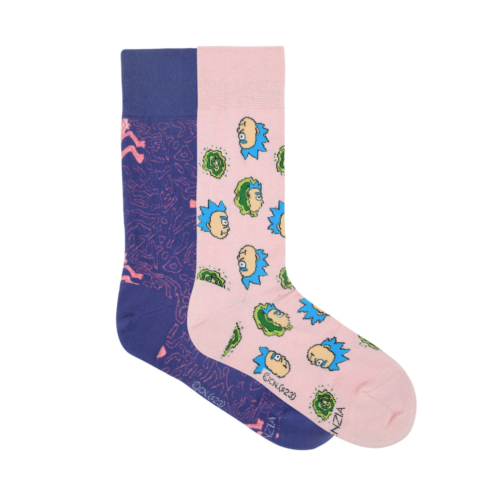 Balenzia X Rick and Morty Cotton Crew socks for Men (Pack of 2) (Free Size) (Pink, Purple) - Balenzia