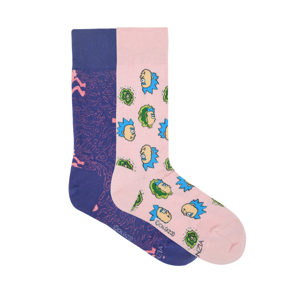 
            
                Load image into Gallery viewer, Balenzia X Rick and Morty Cotton Crew socks for Men (Pack of 2) (Free Size) (Pink, Purple) - Balenzia
            
        