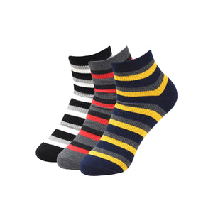 Balenzia Men's Striped Cotton Ankle Socks-(Pack of 3 Pairs/1U) - Balenzia