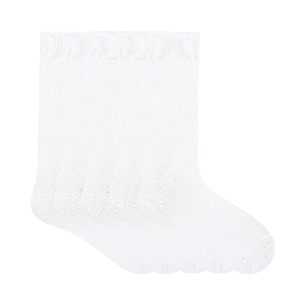 Balenzia Comfortable Solid color Crew length School Socks for Kids (Pack of 5)- Black, White (5N/1U)