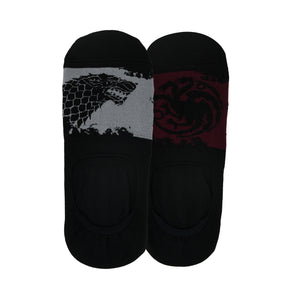 BALENZIA X GAME OF THRONES HOUSE TARGARYEN & HOUSE OF STARK Loafer/invisible socks for Men (Free Size)(Pack of 2 Pairs/1U) Grey & Maroon - Balenzia