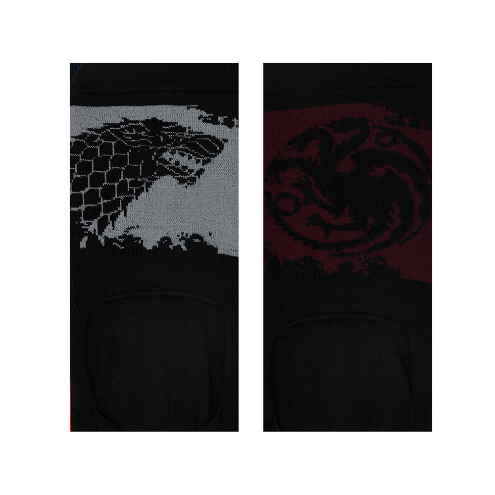 BALENZIA X GAME OF THRONES HOUSE TARGARYEN & HOUSE OF STARK Loafer/invisible socks for Men (Free Size)(Pack of 2 Pairs/1U) Grey & Maroon - Balenzia