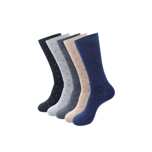 Balenzia Men's Polka Pattern Cotton Crew length socks-(Pack of 5 Pairs/1U)-(Multicolour) - Balenzia