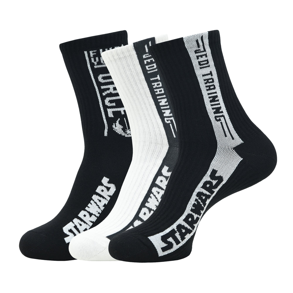STAR WARS Gift Pack For Men- Classic Black & White - Jedi Training and Find Your Force-High Ankle Socks (Pack of 3 Pairs/1U)