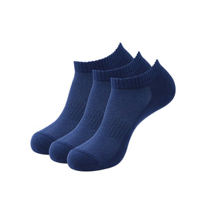 
            
                Load image into Gallery viewer, Balenzia Men&amp;#39;s Cotton Cushioned Solid Ankle Socks with Mesh Knit, Free Size-(23 cm), Gym Socks (Pack of 3 Pairs/1U) (Navy) - Balenzia
            
        