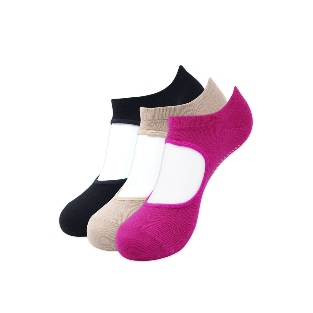 Balenzia Women's Anti Bacterial Yoga Socks with Anti Skid- (Pack of 3 Pairs/1U) Pack- (Black,Beige,Pink) - Balenzia