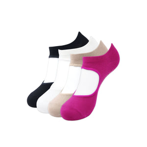 Balenzia Women's Anti Bacterial Yoga Socks with Anti Skid- (Pack of 4 Pairs/1U)- (Black,White,Beige,Pink) - Balenzia
